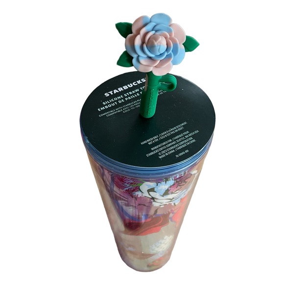 Starbucks 2023 Holiday Rose Silicon Topper Iridescent 24 oz Tumbler - Picture 4 of 4